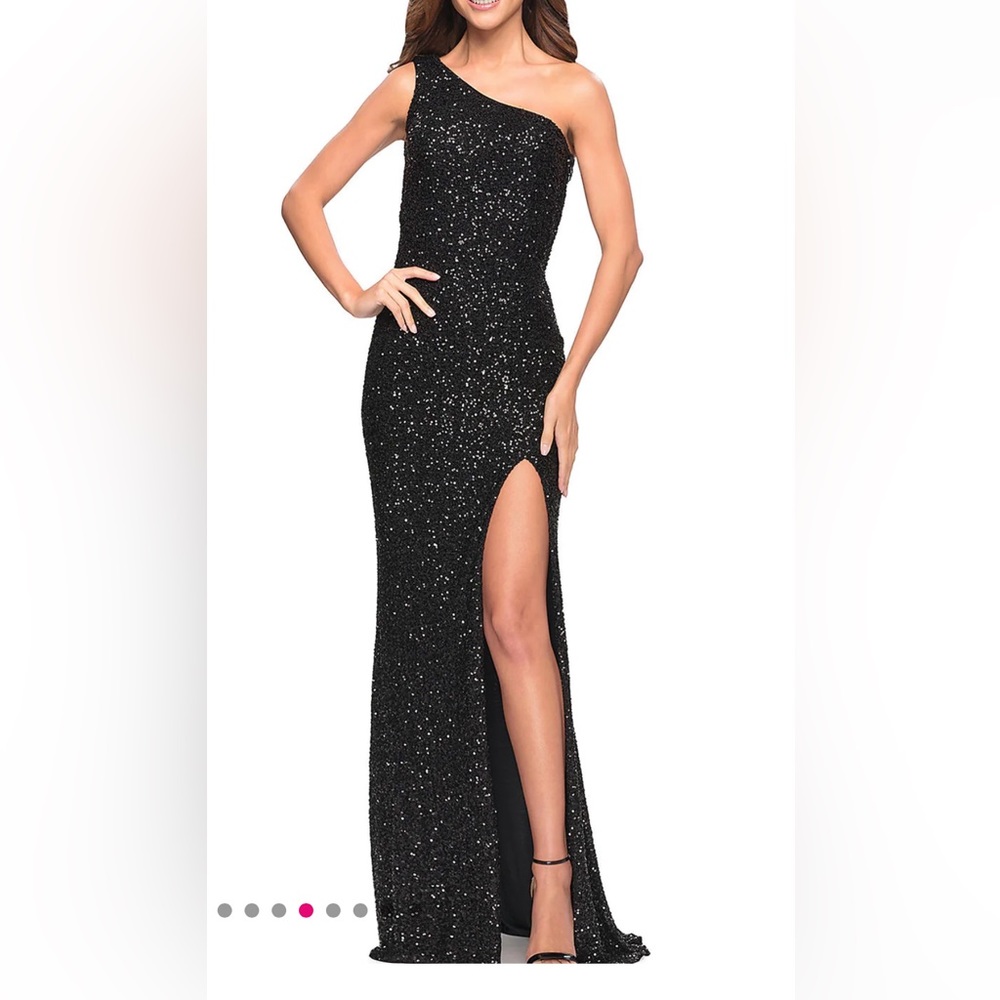 La femme black glitter sparkly one shoulder dress 2